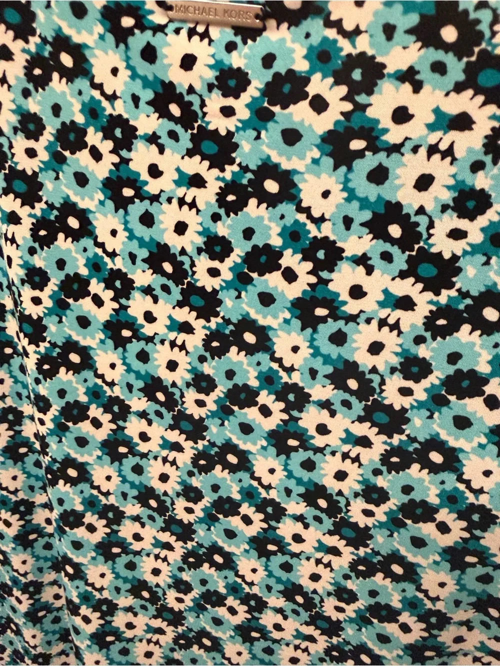 Michael Kors Teal and Black Floral Top
